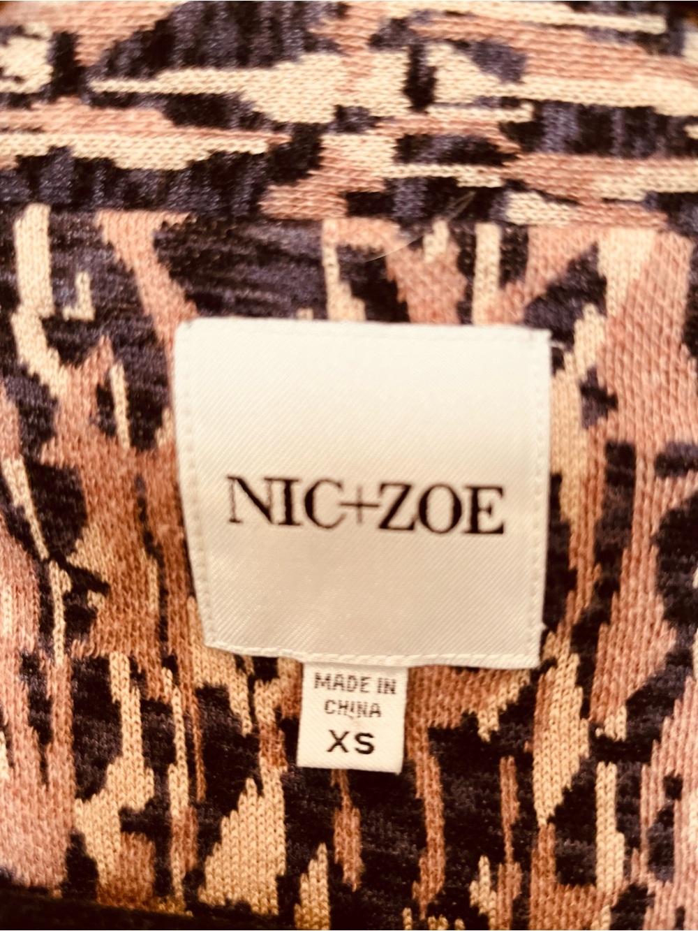 NIC+ZOE Blended Pale Pink and Black Open Front Knit Blazer